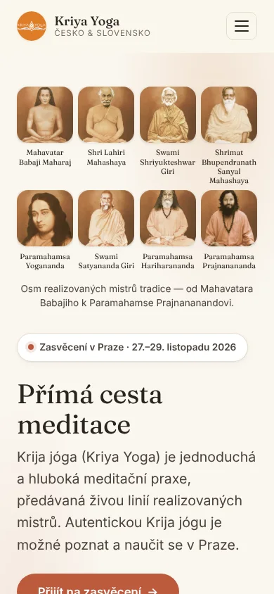 Stejná stránka v mobilním zobrazení.